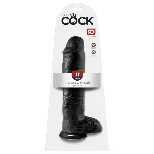 King Cock 11 - dildo imukupilla ja kiveksillä - musta 28cm
