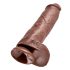 King Cock 11 - suuri, tarttuva kivipora dildo (28 cm) - ruskea