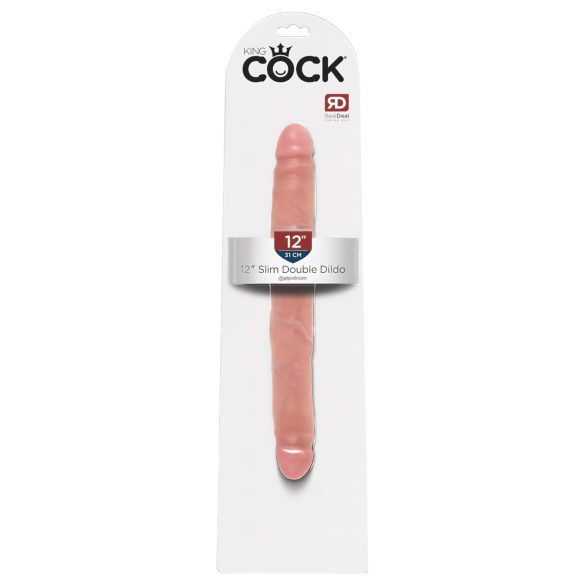 King Cock 12 Slim - luonnollinen realistinen tupladildo (31 cm) - luonnollinen