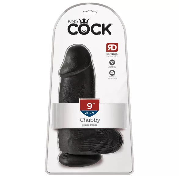 King Cock - dildo tapilla ja kivuksilla - musta 23 cm