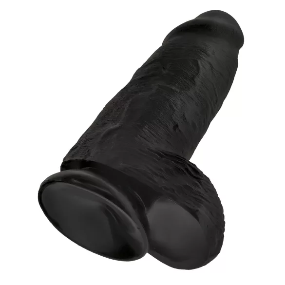 King Cock - dildo tapilla ja kivuksilla - musta 23 cm