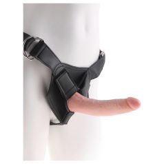 King Cock - Strap-on dildo valjailla - musta 18 cm