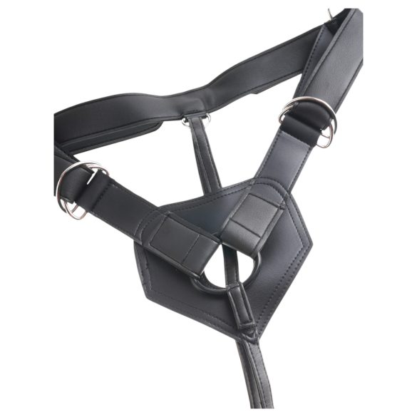 King Cock - Strap-on dildo valjailla - musta 18 cm