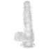 King Cock Clear 6 - imukupilla varustettu pieni kiveksellinen dildo (15 cm)