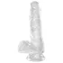 King Cock - dildon tapilla ja kivillä - kirkas 15 cm