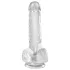 King Cock - dildon tapilla ja kivillä - kirkas 15 cm