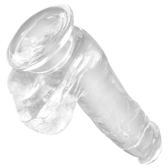 King Cock - dildon tapilla ja kivillä - kirkas 15 cm