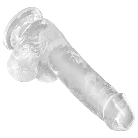 King Cock - dildon tapilla ja kivillä - kirkas 15 cm