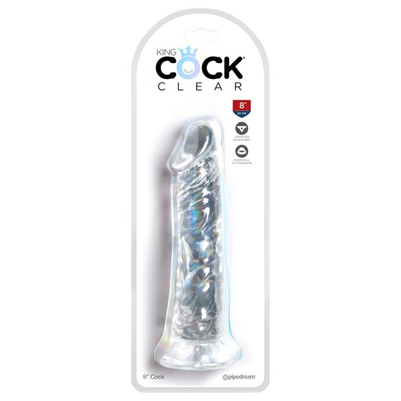 King Cock Clear 8 - Iso dildosarja imukupilla (20 cm)