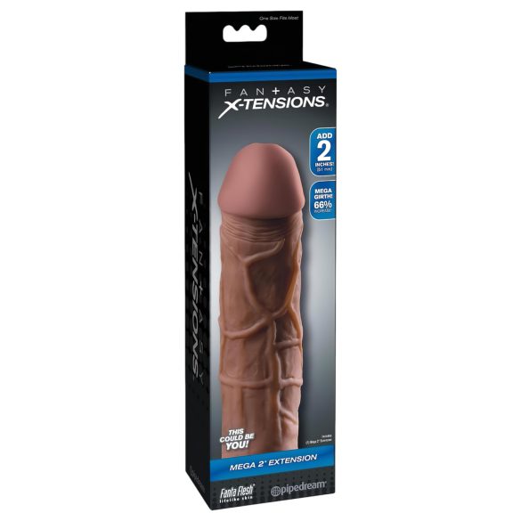 X-TENSION Mega 2 - aidon tuntuinen penispäällinen (20,3cm) - tumma luonnollinen