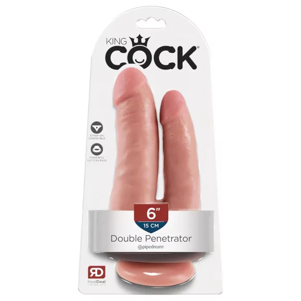 King Cock - tupladildo realistinen - ihovärinen