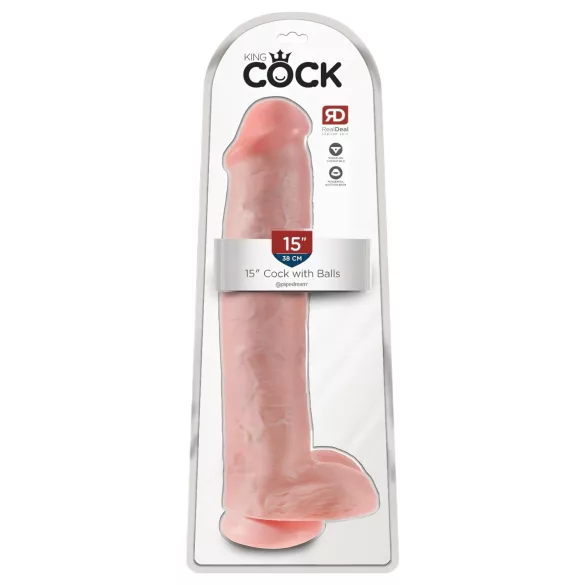 King Cock 15 - realistinen dildot imukupilla ja kiveksillä 38cm - luonnollinen