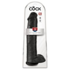 King Cock 15 - dildo kivellä ja imukupilla - 38 cm - musta