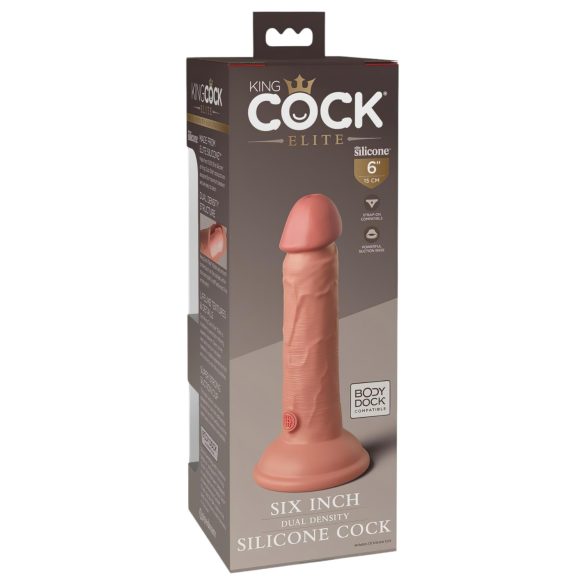 King Cock Elite 6 - realistinen dildo imukupilla 15cm - luonnollinen