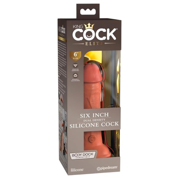 King Cock Elite 6 - imukuppi, aidontuntuinen dildo (15 cm) - tumma