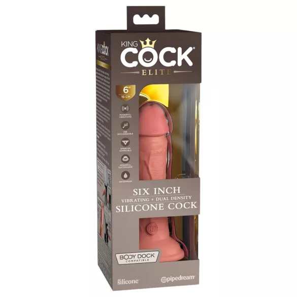 King Cock Elite 6 - realistinen dildo vibraattorilla ja imukupilla - 15 cm