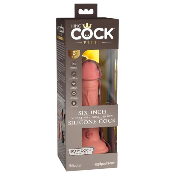 King Cock Elite 6 - Aidontuntuinen Vibratori 15 cm (tumma luonnollinen)