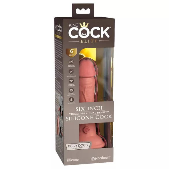 King Cock Elite - vibraattori 15 cm - realistinen - tumma