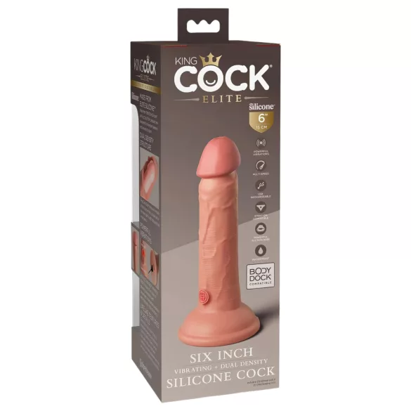 King Cock Elite - vibraattori 15 cm - realistinen - tumma