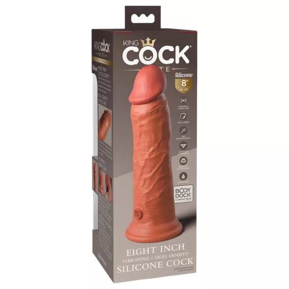 King Cock Elite 8 - realistinen vibraattori 20 cm - tumma beige