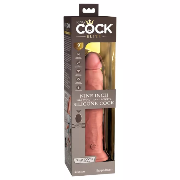 King Cock Elite 9 - realistinen vibraattori imukupilla 23cm - luonnonväri