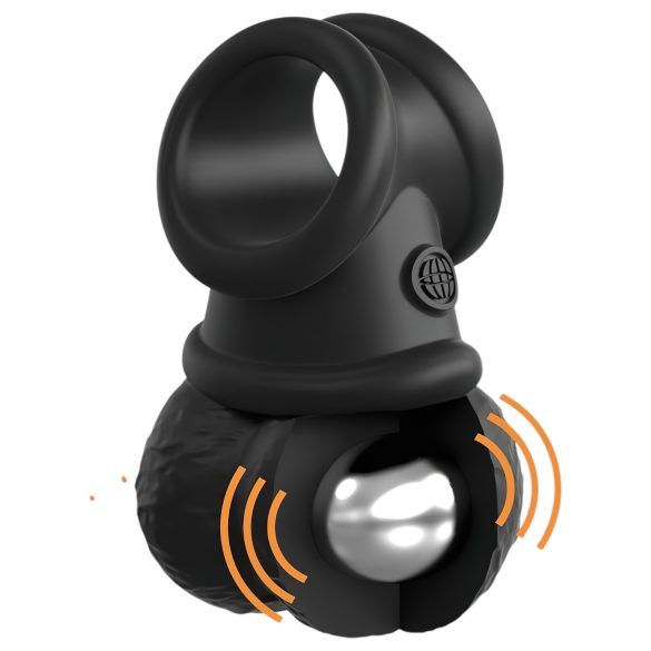 King Cock Crown Jewels - värisevä penisrengas (musta)