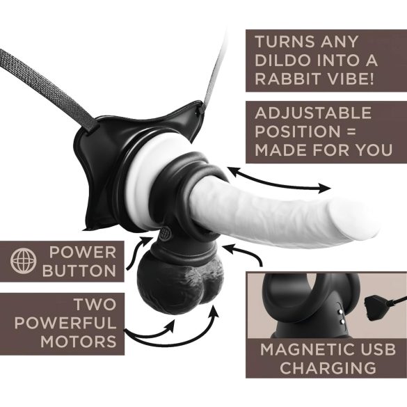 King Cock Crown Jewels - värisevä penisrengas (musta)