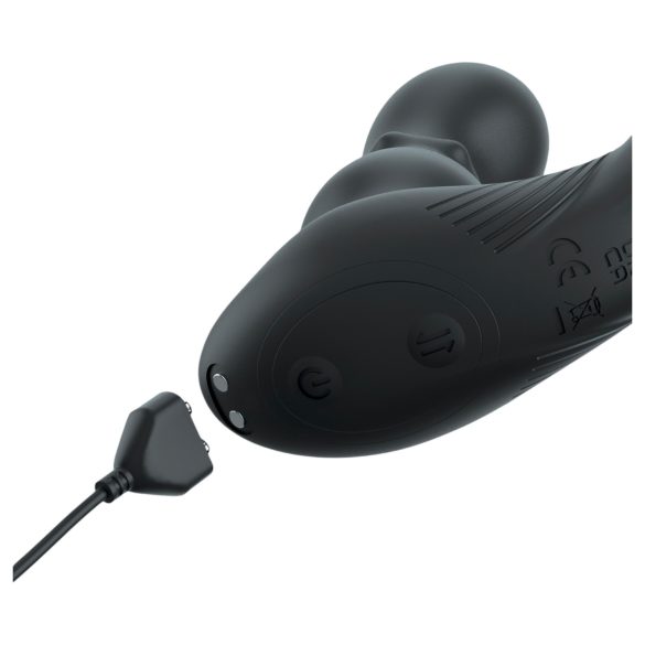 Anal Fantasy Ass-Gasm - anaalivibraattori penisrenkaalla - pyörivä pää - musta