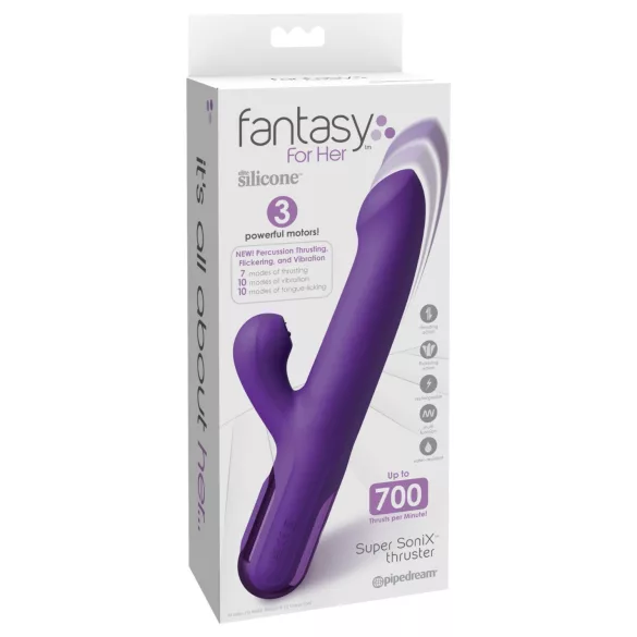Fantasy For Her - 2in1 työntyvä vibraattori ja klitoriskiihotin - violetti