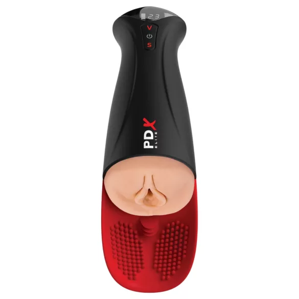 PDX Elite Fuck-O-Mat Pro XL - stimuloitu imevä, värisevä masturbointilaite (musta)