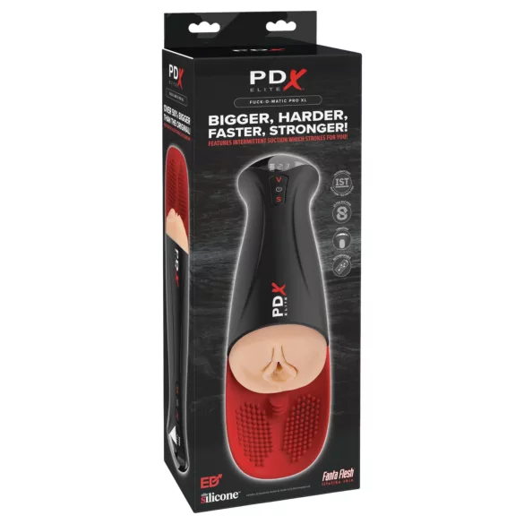 PDX Elite Fuck-O-Mat Pro XL - stimuloitu imevä, värisevä masturbointilaite (musta)