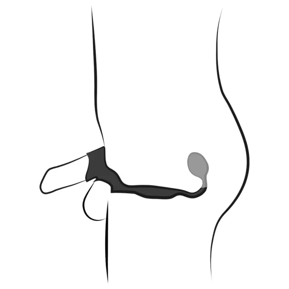 Rebel - penis- ja kivestenrengas anaalivibraattorilla - musta