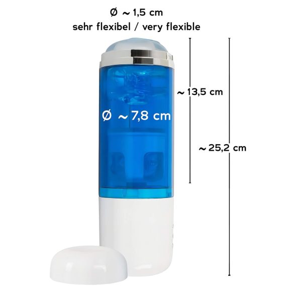 You2Toys - ladattava pyörivä-pumppaava masturbaattori - sinivalkoinen