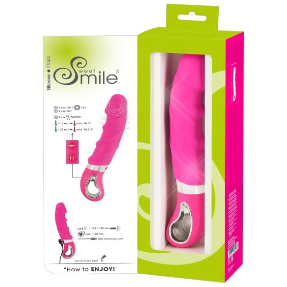 SMILE Soft - ladattava lämmitettävä vibraattori - silikoninen, pinkki