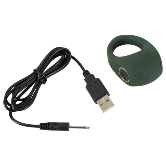 Emerald Love - ladattava, vedenpitävä värisevä penisrengas (vihreä)