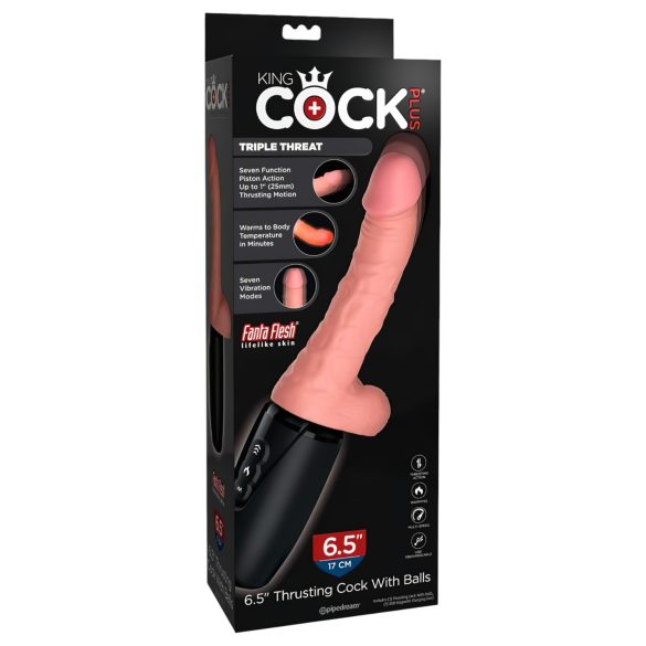 King Cock Plus 6,5 - realistinen vibraattori kiveksillä - ihonvärinen