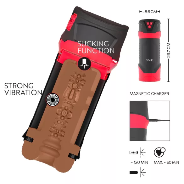 WYNE 04 - ladattava vibroiva imumasturbaattori - ruskea