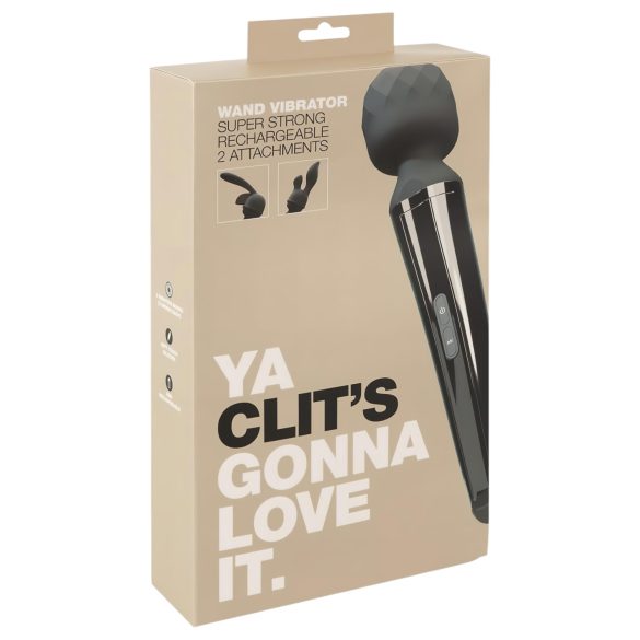 Ya Clit Wand - ladattava vibraattoripaketti (musta)