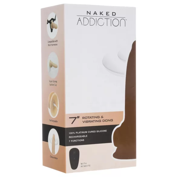 Naked Addiction Rotating 7 - pyörivä pää vibraattori (18cm) - luonnollinen