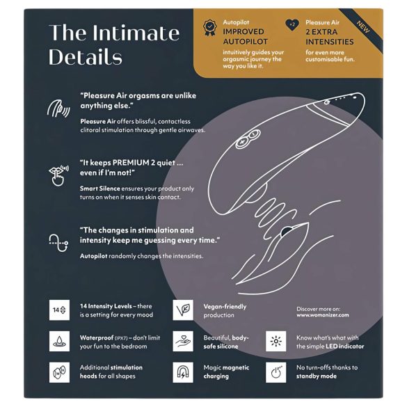 Womanizer Premium 2 - klitoriskiihotin ilmanpaineella - musta