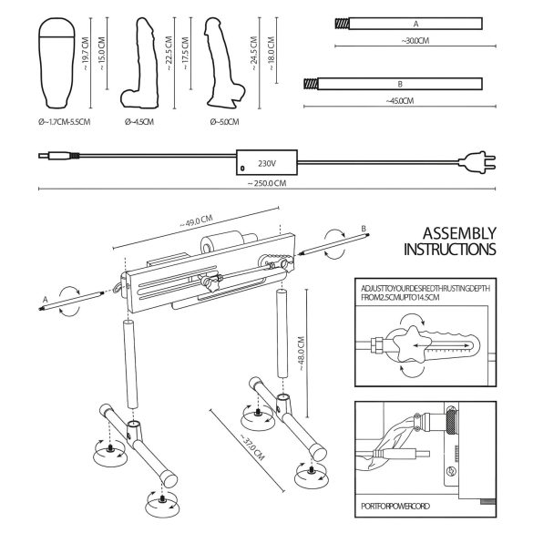 The Banger Fucking Machine - tuplaseksikone - 2 dildoa ja 1 tekovagina