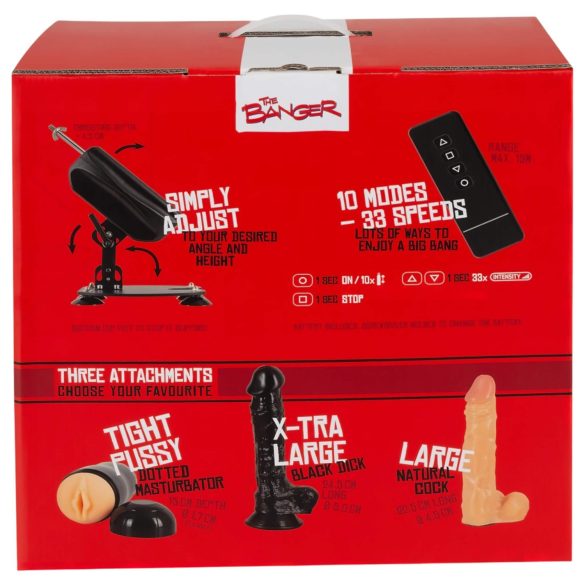 The Banger Fucking Machine - seksikone - 2 dildoja ja 1 tekopimppi