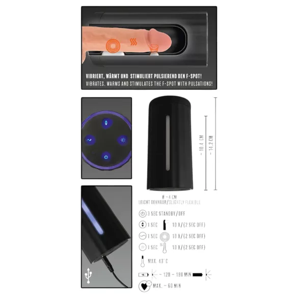 Rebel Blow Job - ladattava masturbattori - 3 toimintoa - musta