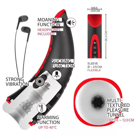 WYNE 03 - ladattava vibroiva imumasturbaattori - musta