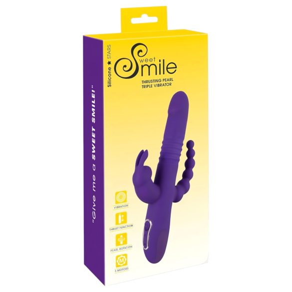 SMILE Triple - ladattava, kolmivarsinen, pyörivä-tärisevä vibraattori (violetti)