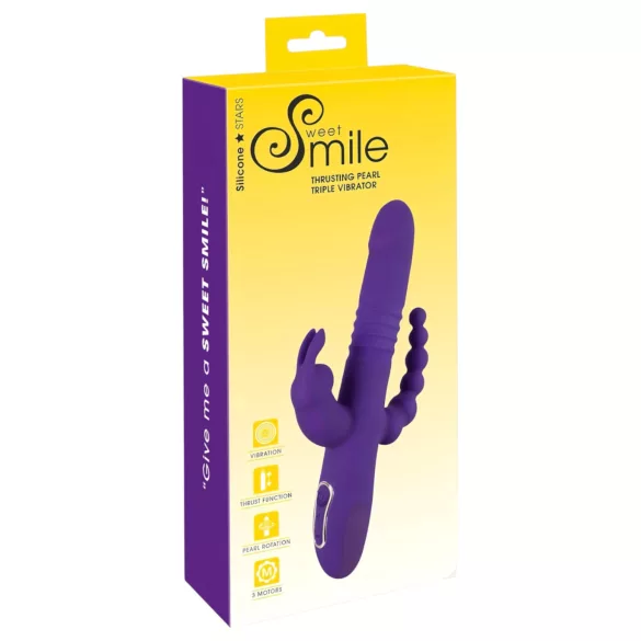 SMILE Triple - vibraattori - kolmella varrella, pyörivä, työntyvä - violetti