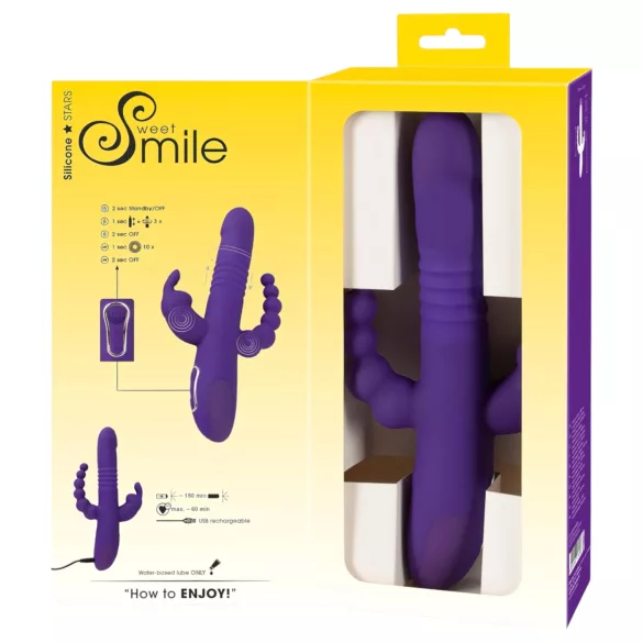 SMILE Triple - vibraattori - kolmella varrella, pyörivä, työntyvä - violetti
