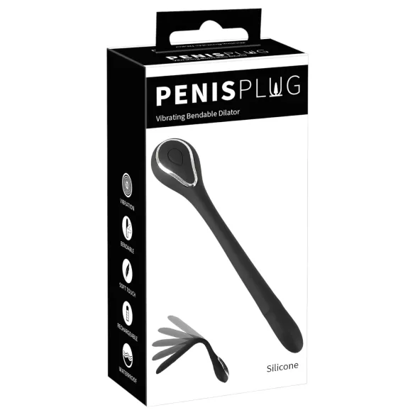 Penistappi - ladattava, värisevä dilataattori (1 cm, musta)