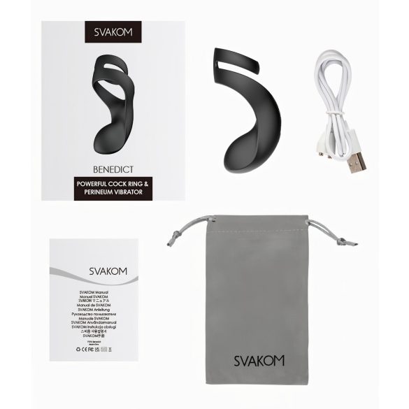 Svakom Benedict - penisrengas - värisevä välilihan stimulaatio - silikoni musta