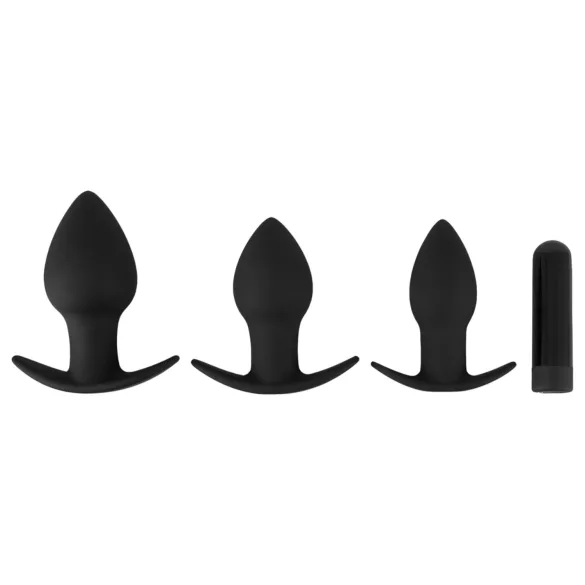 Black Velvets - ladattava anaalivibraattorisetti - 3 osaa - musta